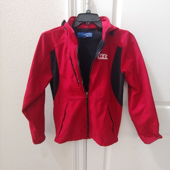 HEB Employee Unisex Jacket Full Zip Hood Red Black Size Small - Picture 1 of 3